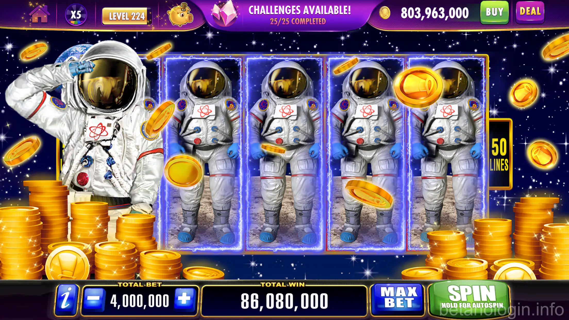 Interface de caça-níqueis do Betano